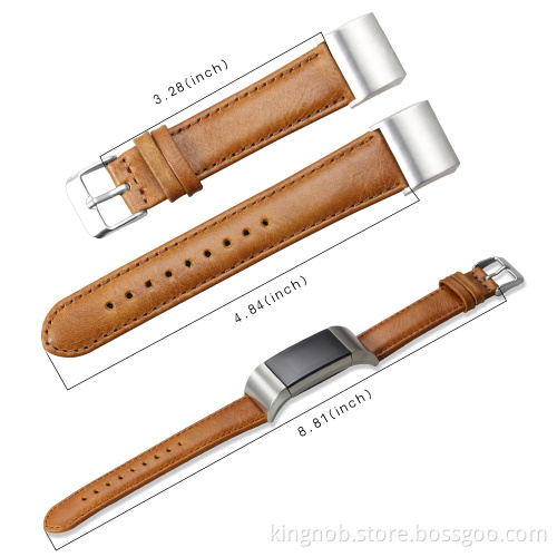 Brown Vintage Smartwatch Leather Replacement Watch band For Fitbit Charge 2 Band